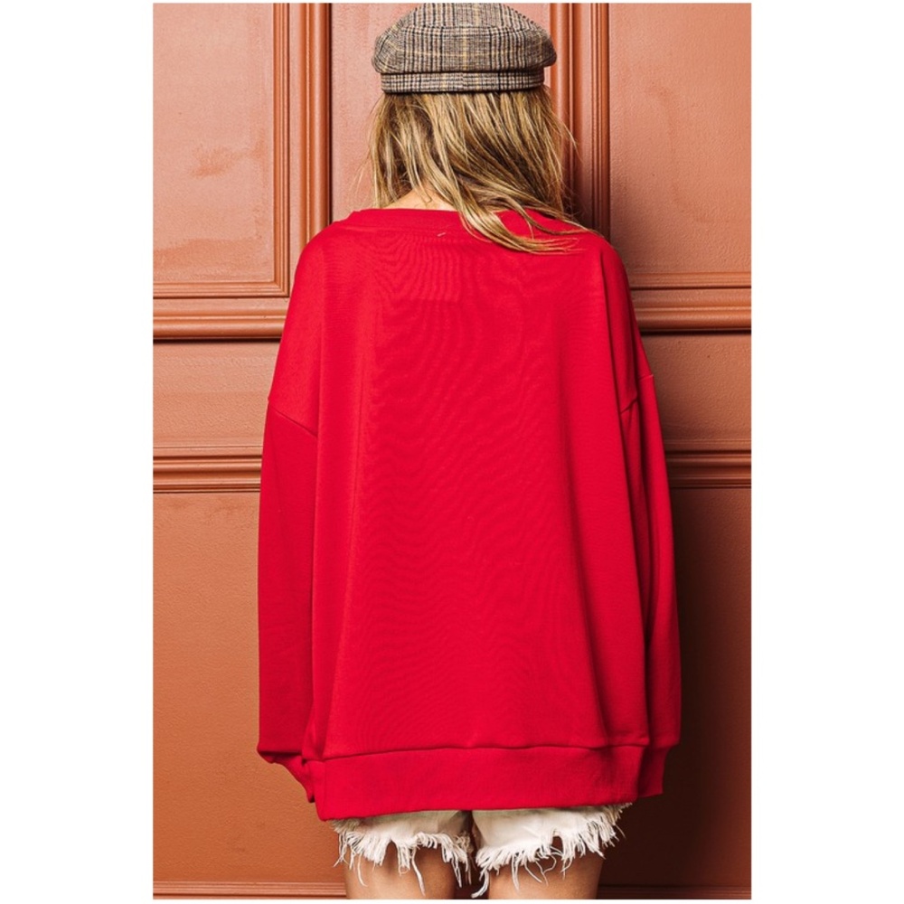 Bibi Christmas Festive Holiday Graphic Loose fit Pullover Sweater - Picture 4 of 4